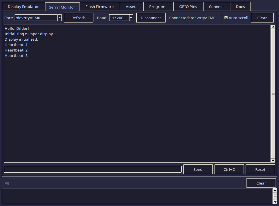 Serial Monitor — connected