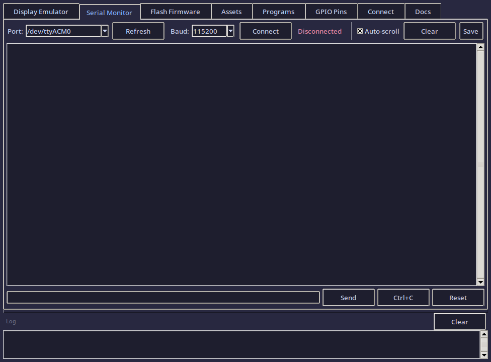Serial Monitor — disconnected