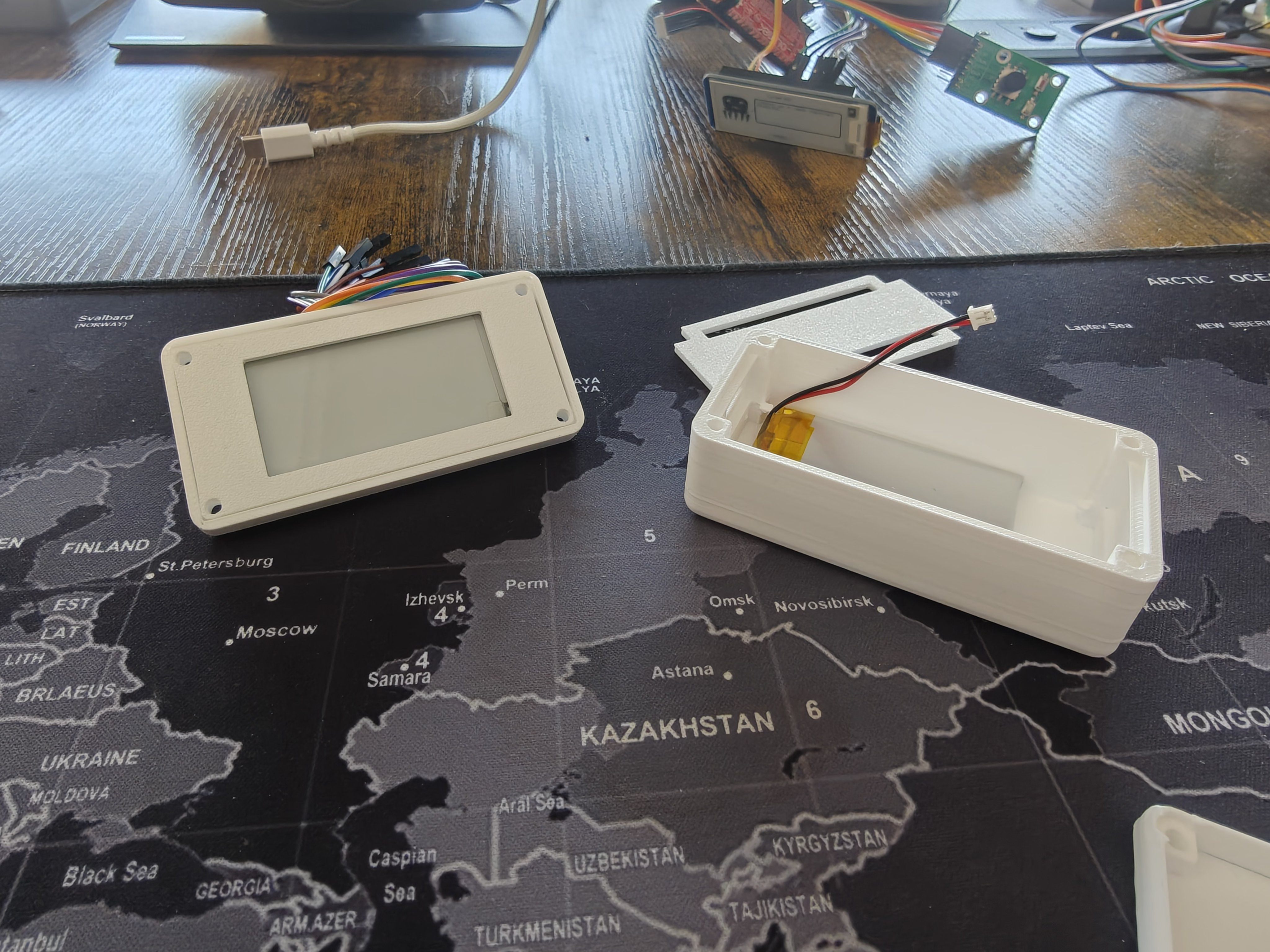 Enclosure halves with battery installed