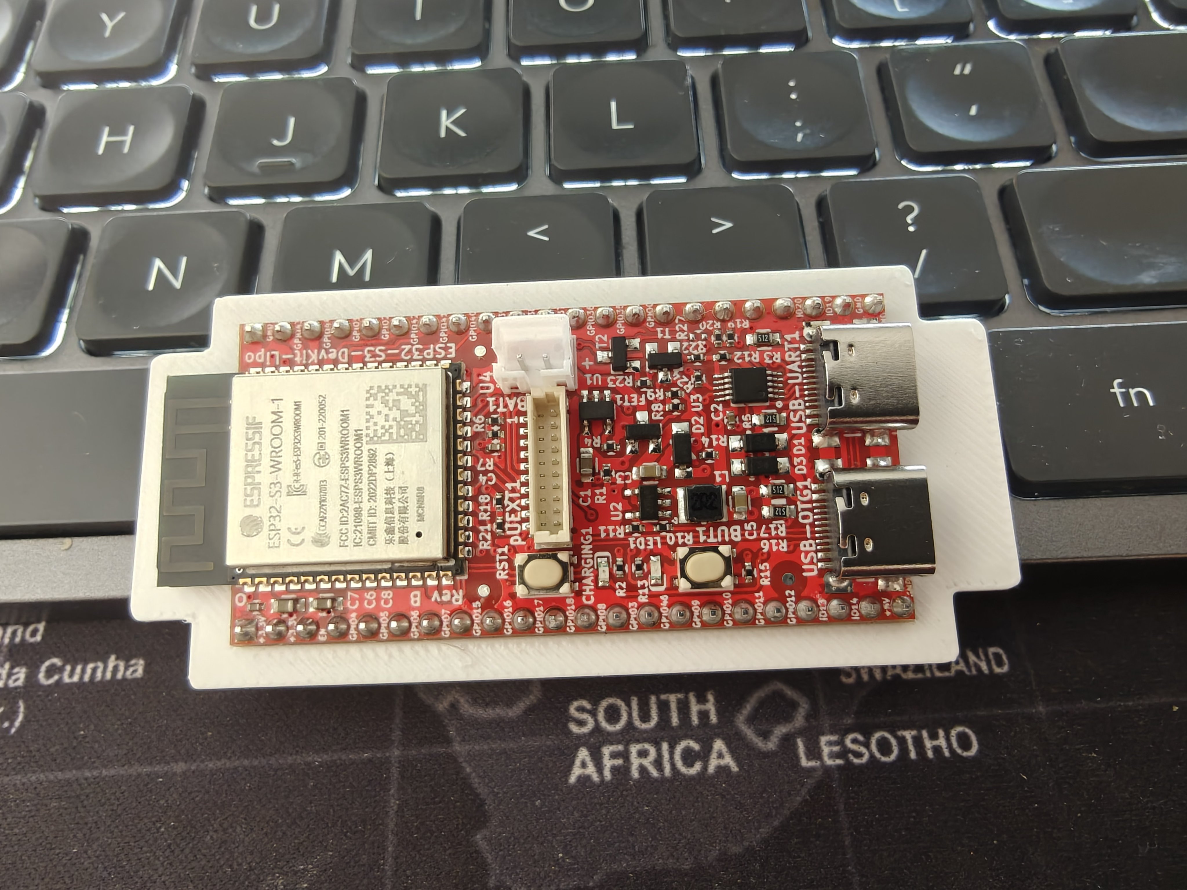 ESP32 board fit-check closeup