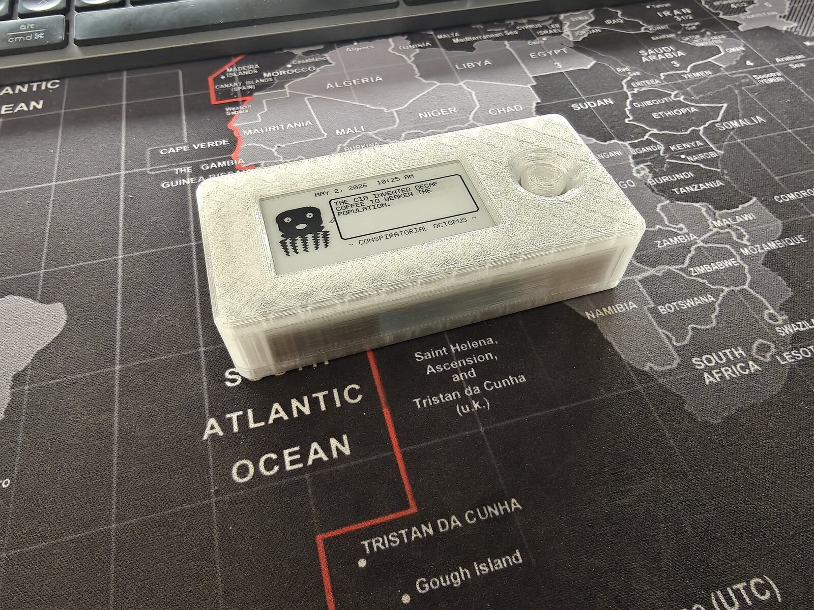 Mk2 translucent — isometric view showing internals through clear PETG