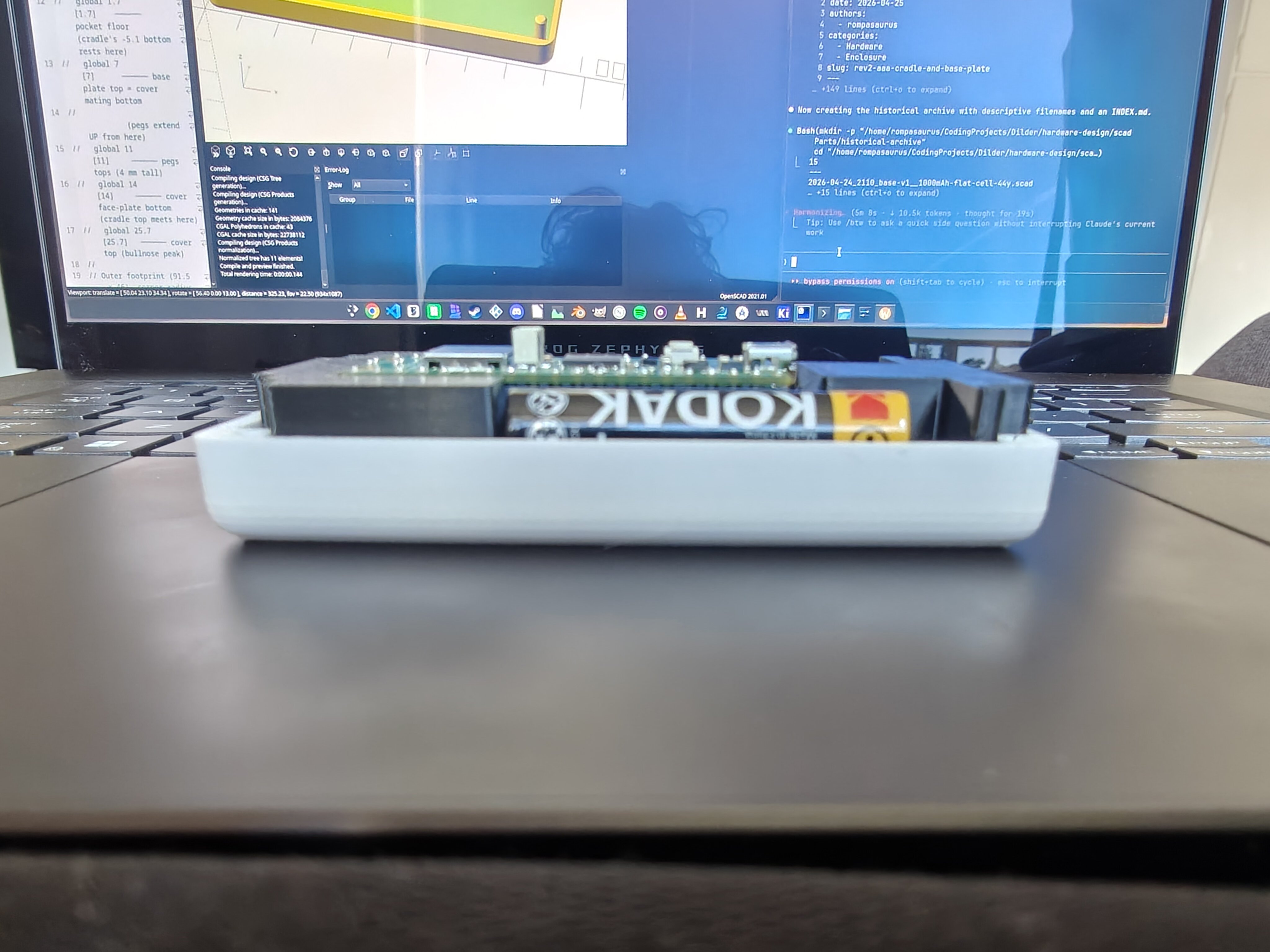 Assembled stack — side profile, alternate angle