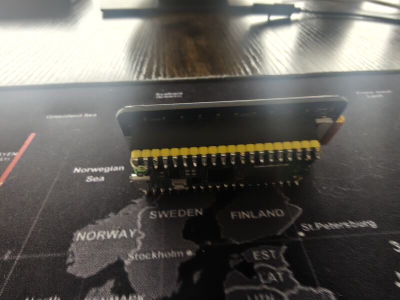 Assembled unit — back view showing pin headers