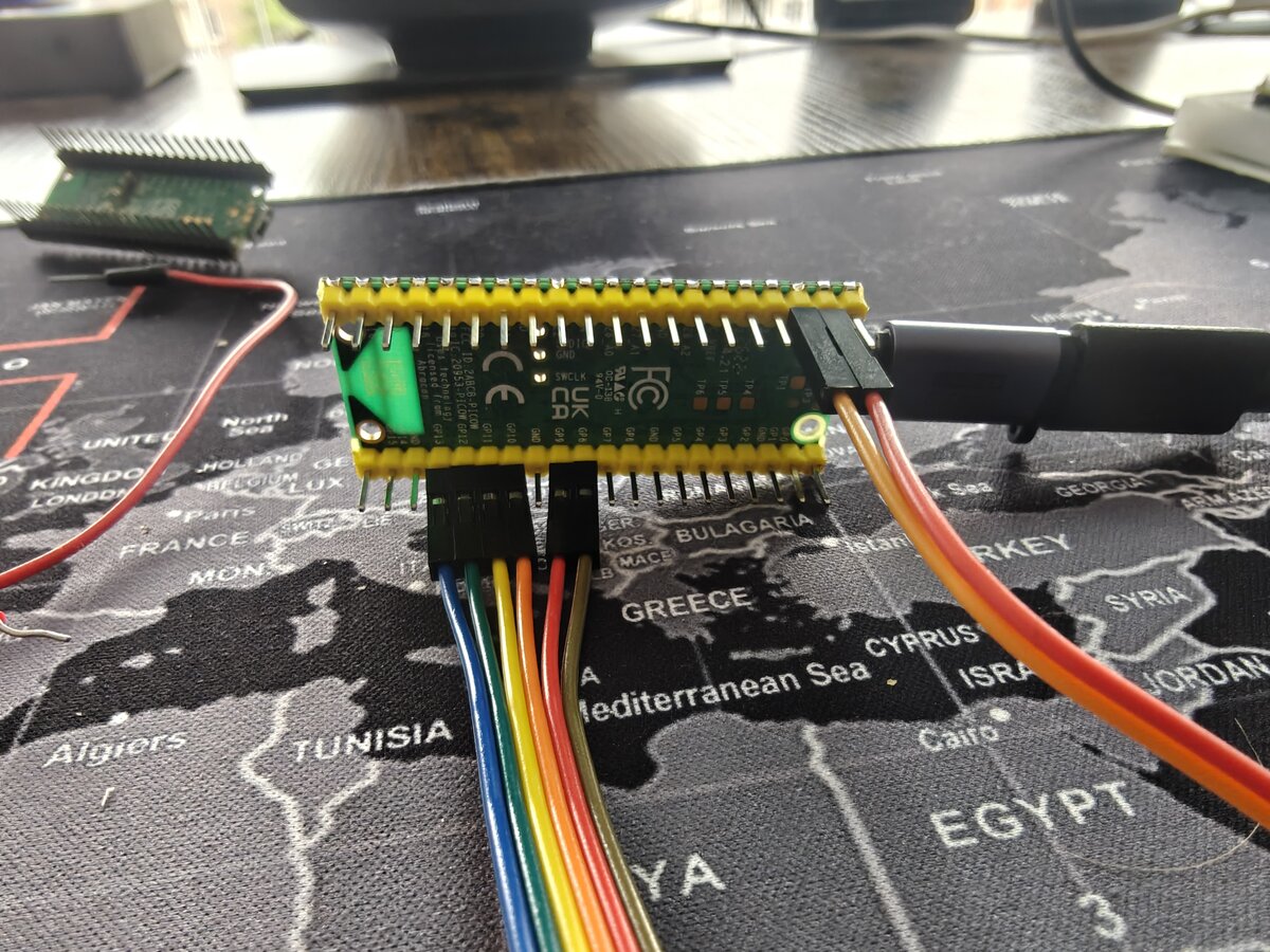 Pico W with jumper wires connected to e-Paper display