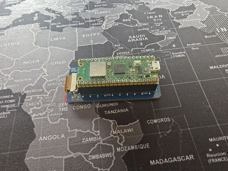 Pico W mounted on the Waveshare HAT — top view