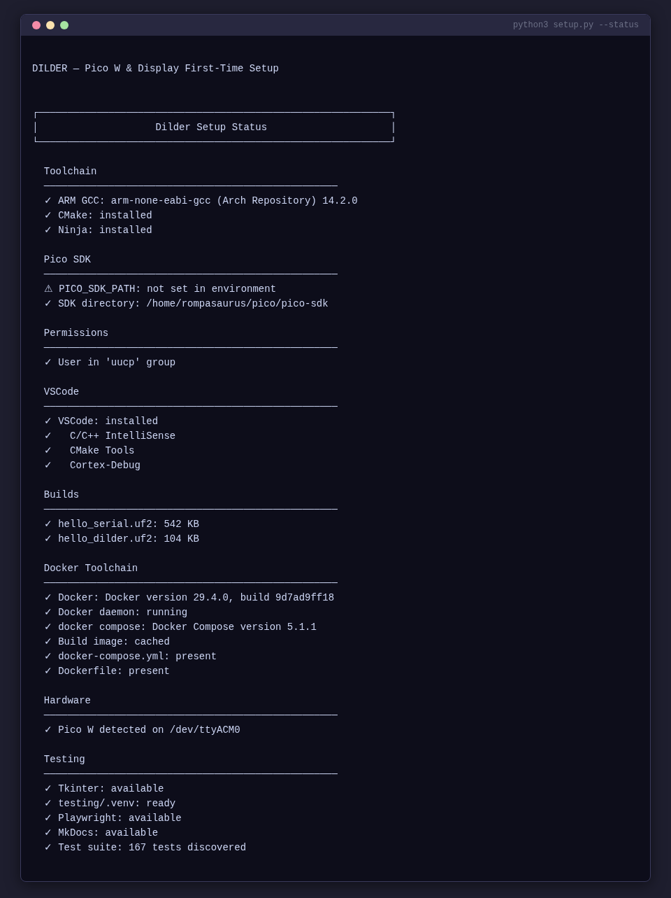 Setup CLI status dashboard