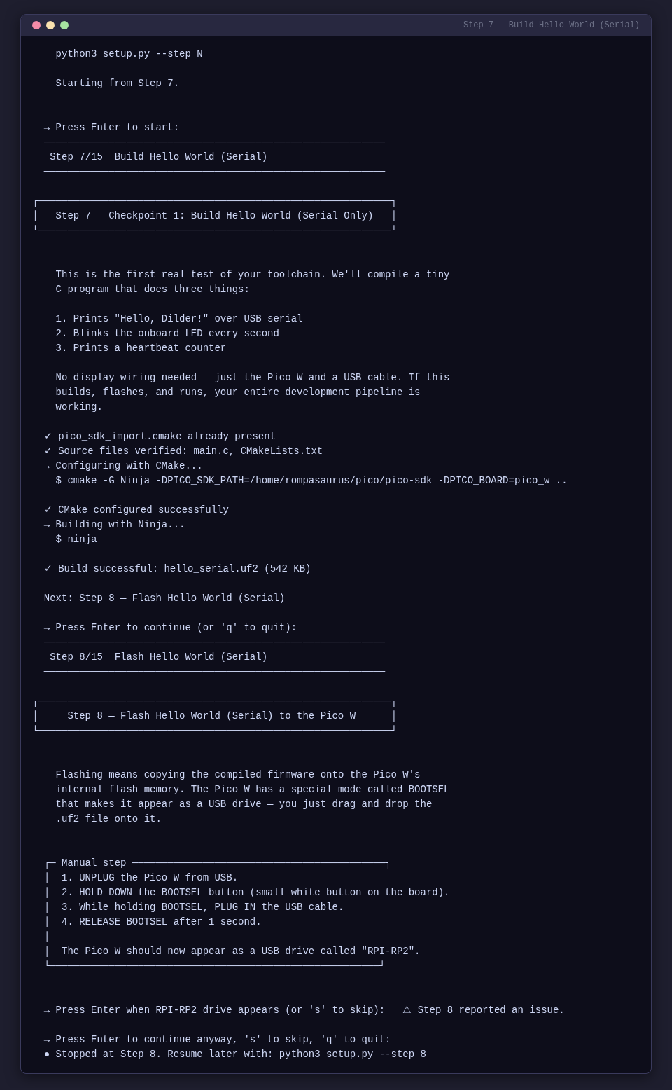 Step 7 — Build Hello Serial