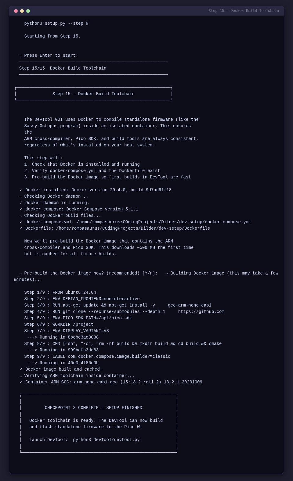 Step 15 — Docker Build Toolchain