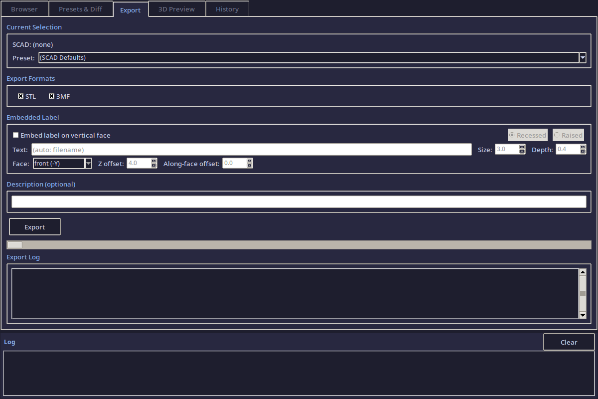 Export tab